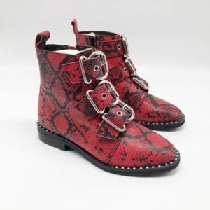 STEVE MADDEN Recharge Red Snake Print Bootie 